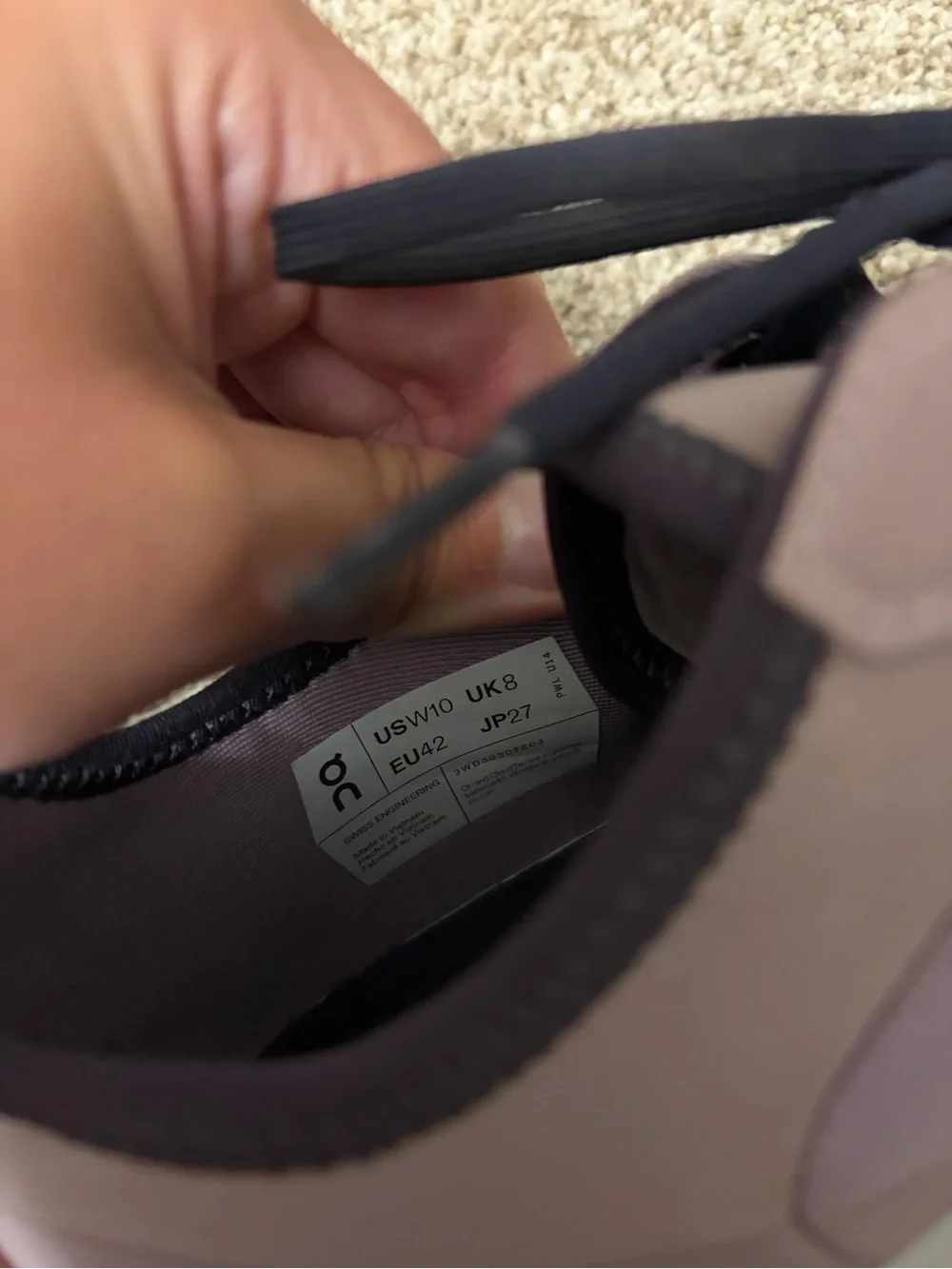 On Running Women's Sneaker in Dusty Pink with Navy Accents